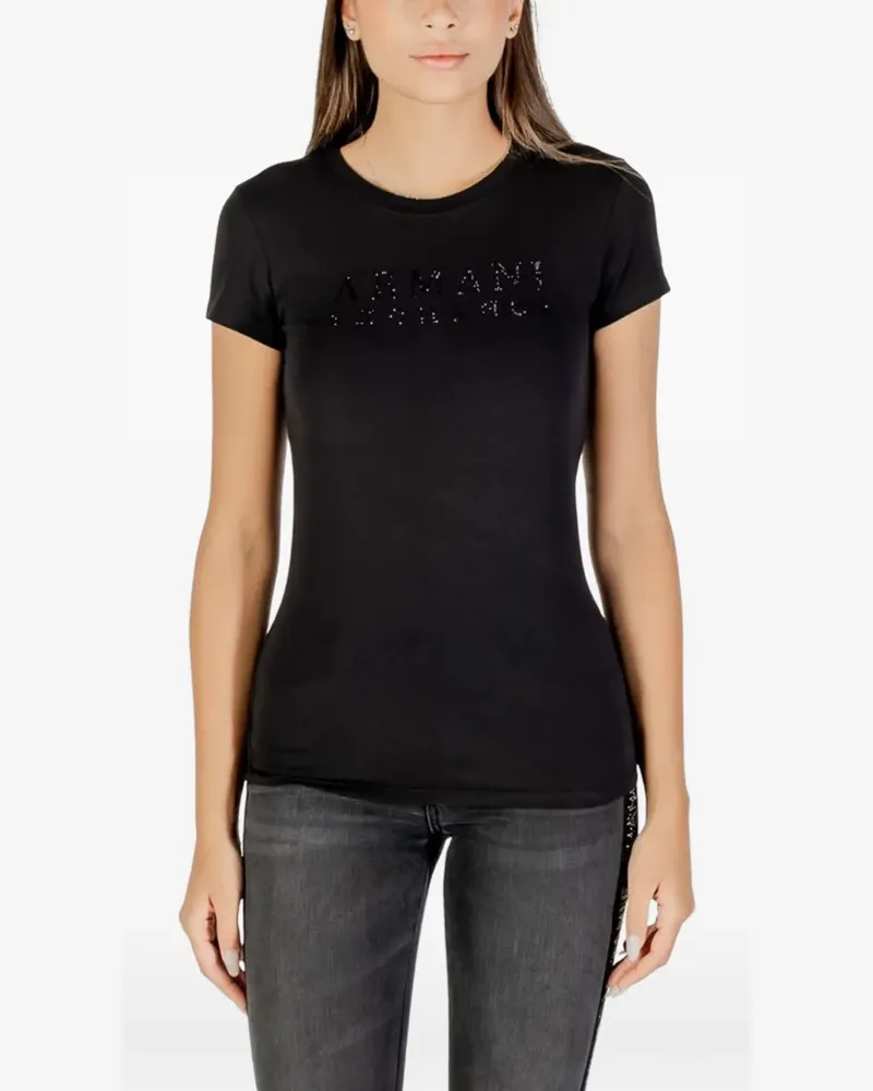 Armani Exchange rhinestone-embellished T-shirt - Schwarz Schwarz