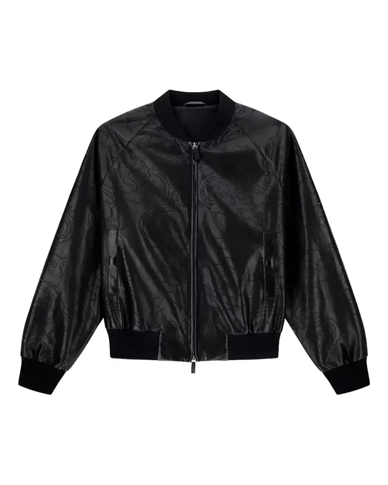 Giorgio Armani Bomberjacke mit perforiertem Paisley-Muster - Schwarz Schwarz