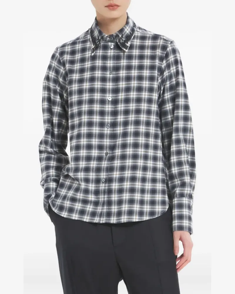 BARENA Kariertes Hemd mit Verzierung - Grau Grau