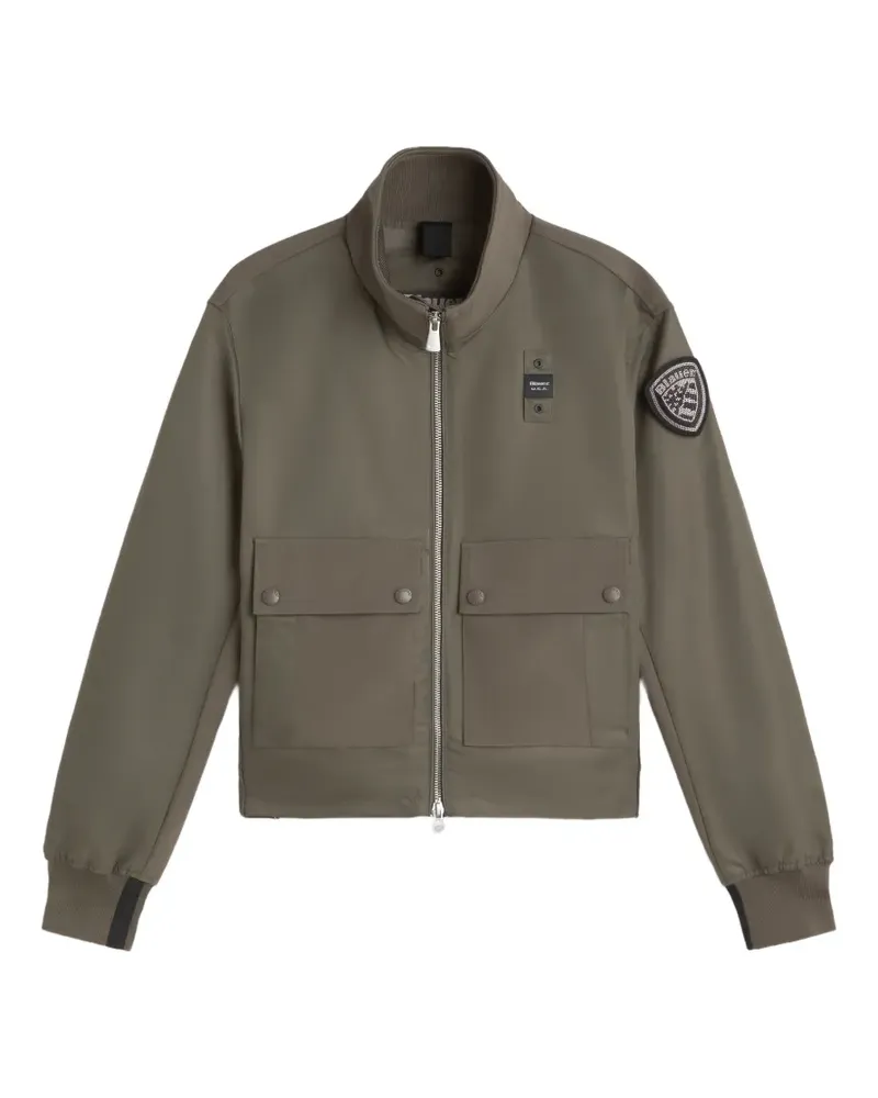 Blauer Jacke mit aufgesetzten Taschen - Grün Grün