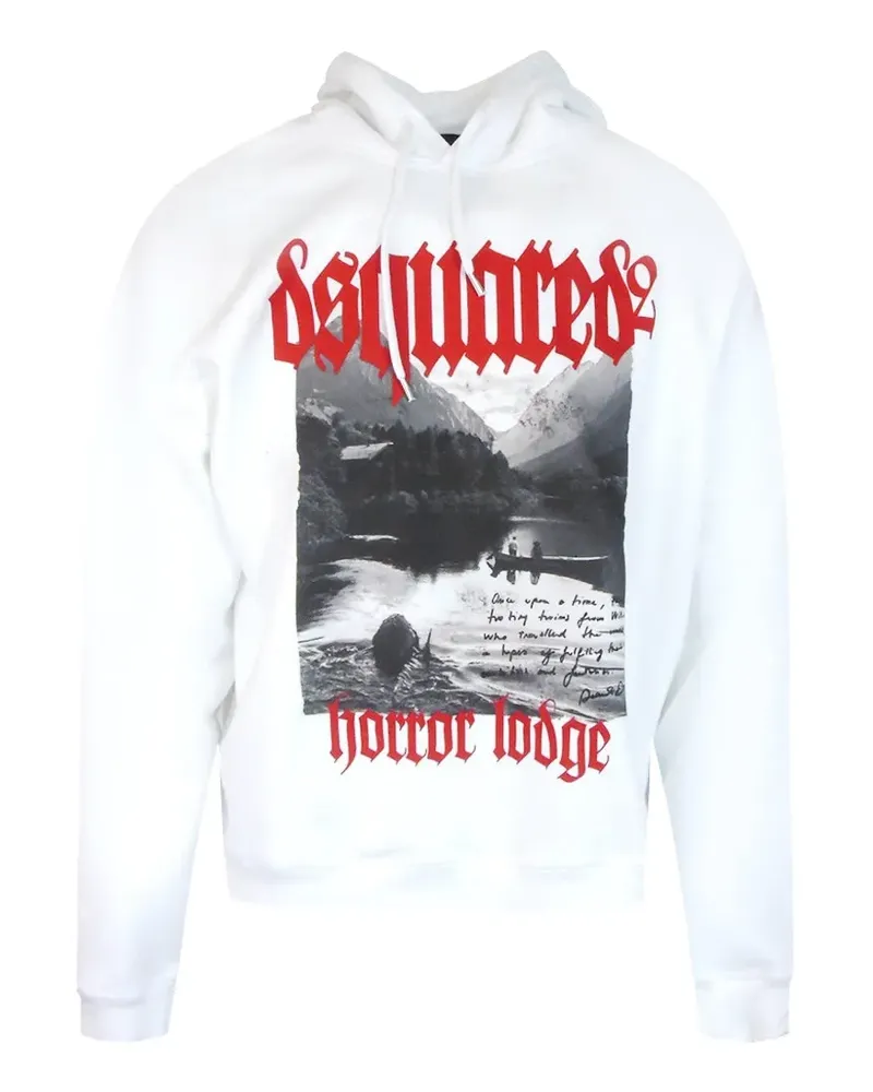 Dsquared2 graphic-print drawstring hoodie - Weiß Weiß