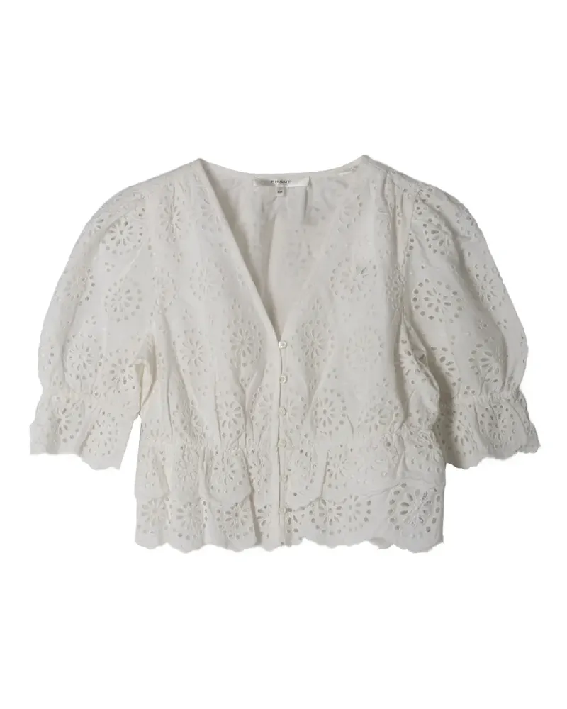 Frame Denim eyelet ruffled blouse - Weiß Weiß