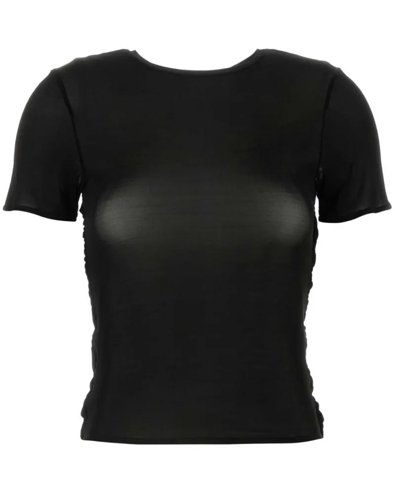 Magda Butrym Gerafftes Mesh-T-Shirt - Schwarz Schwarz