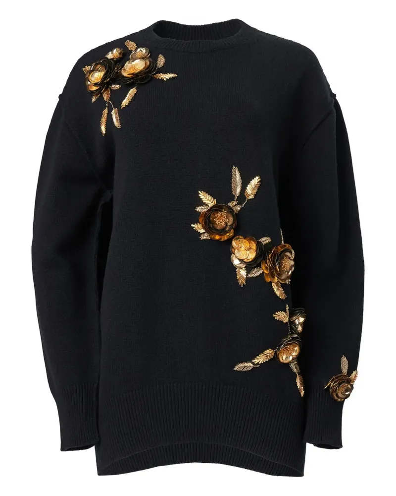 Carolina Herrera New York Pullover mit Blumenstickerei - Schwarz Schwarz