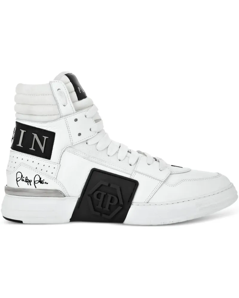 Philipp Plein High-Top-Sneakers mit Logo - Weiß Weiß