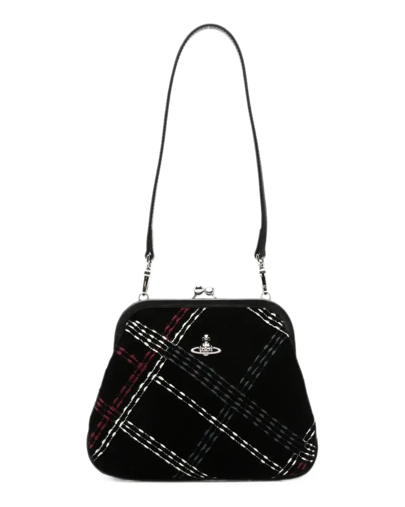 Vivienne Westwood Karierte Clutch mit Orb-Schild - Schwarz Schwarz