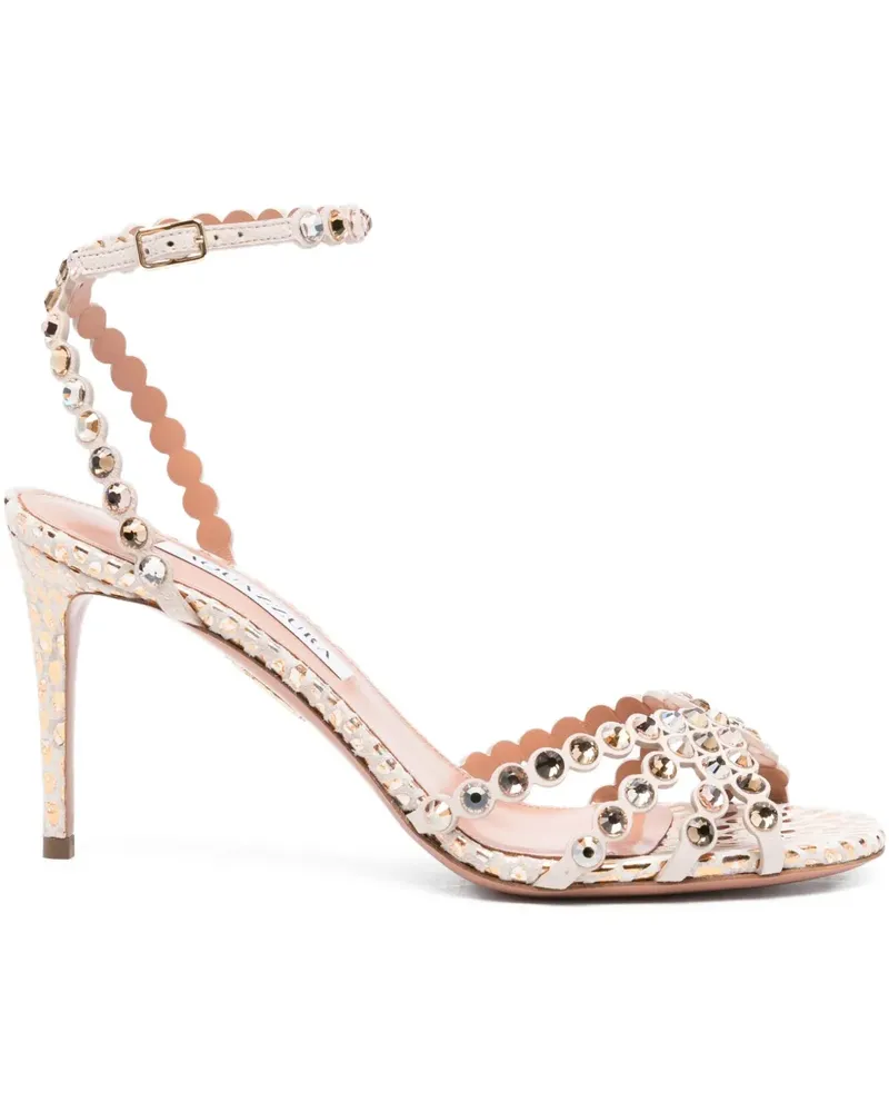 Aquazzura Verzierte Tequila Sandalen mit Wellensaum 90mm - Nude Nude
