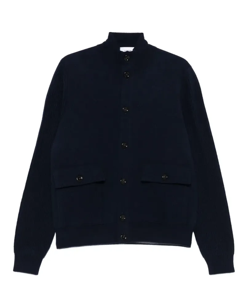 LARDINI Geknöpfter Cardigan mit geripptem Einsatz - Blau Blau
