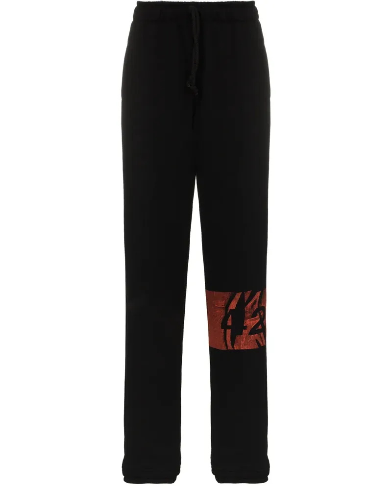 FourTwoFour on Fairfax Jogginghose mit Logo-Print - Schwarz Schwarz