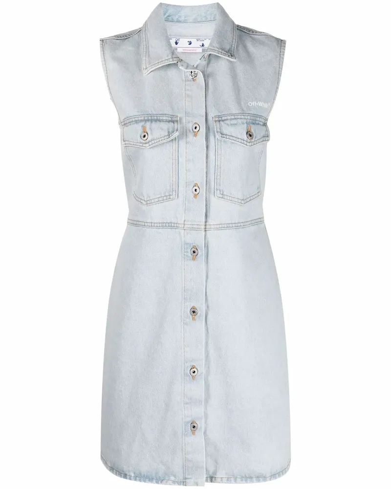 OFF-WHITE Hemdkleid mit Logo-Print - Blau Blau
