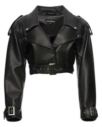 Retrofête Cropped-Lederjacke Schwarz