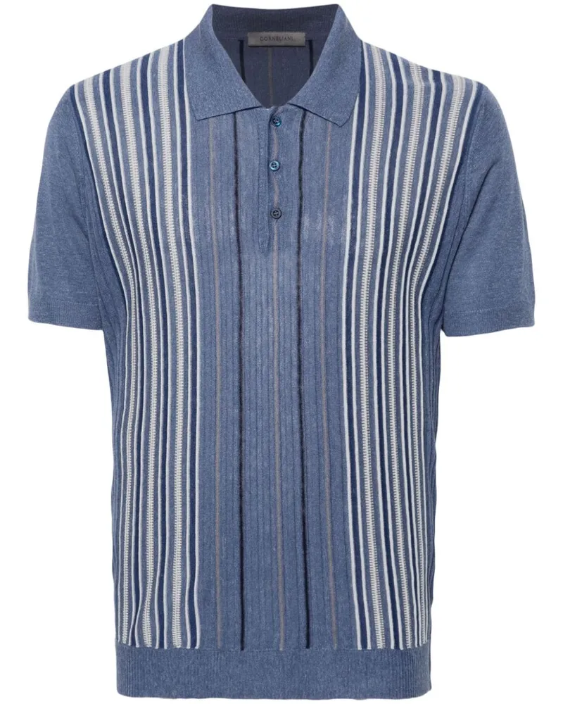 Corneliani Gestreiftes Poloshirt Blau