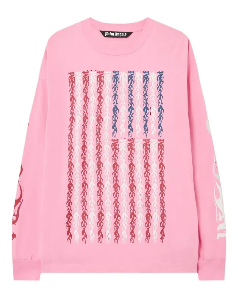 Palm Angels flames flag long-sleeve t-shirt - Rosa Rosa