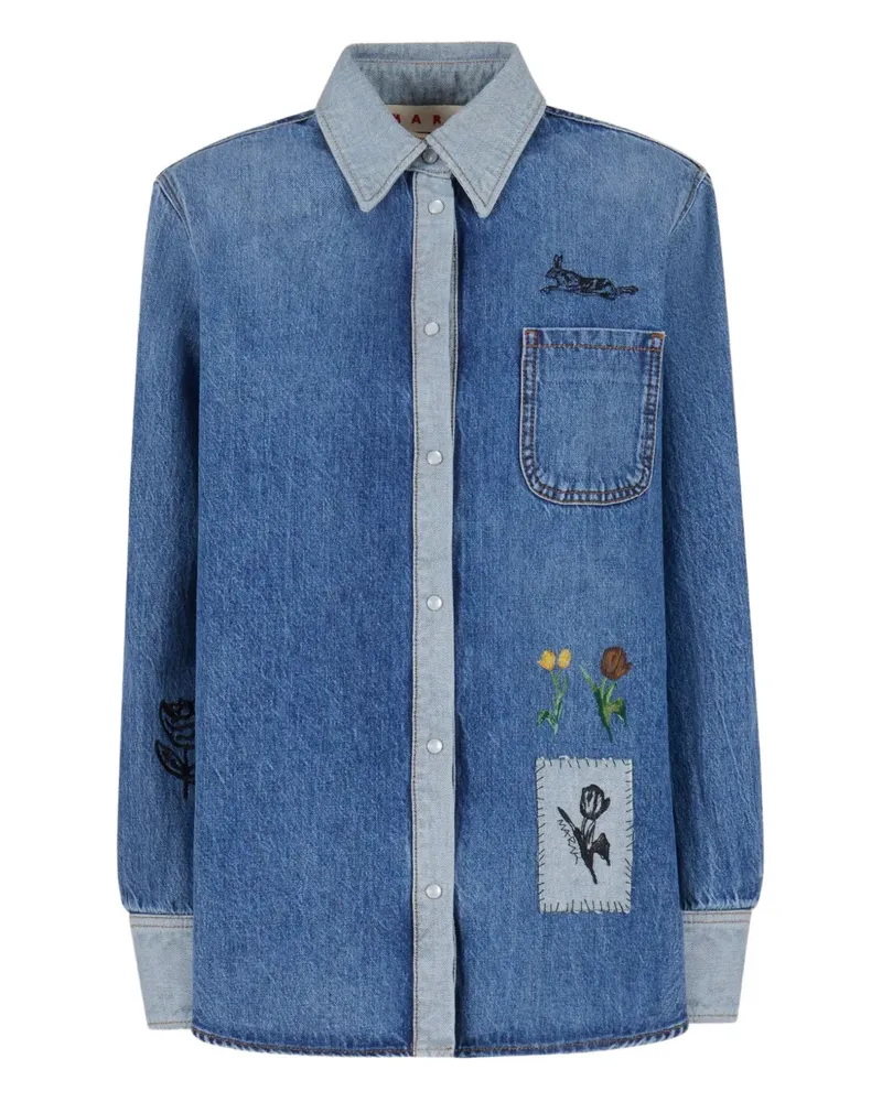 Marni Jeanshemd mit Stickerei - Blau Blau