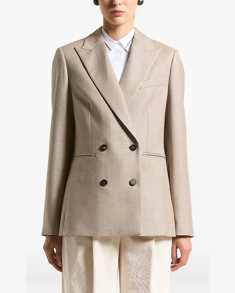 Peserico houndstooth-pattern double-breasted blazer - Nude Nude