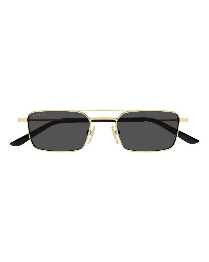 Gucci Eckige Sonnenbrille mit Doppelsteg - Gold Gold