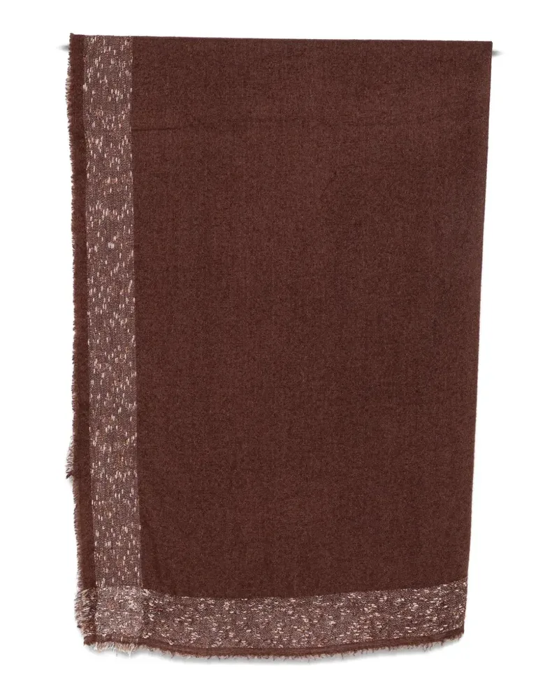 Faliero Sarti Brunetta fringed bouclé-trim scarf - Braun Braun