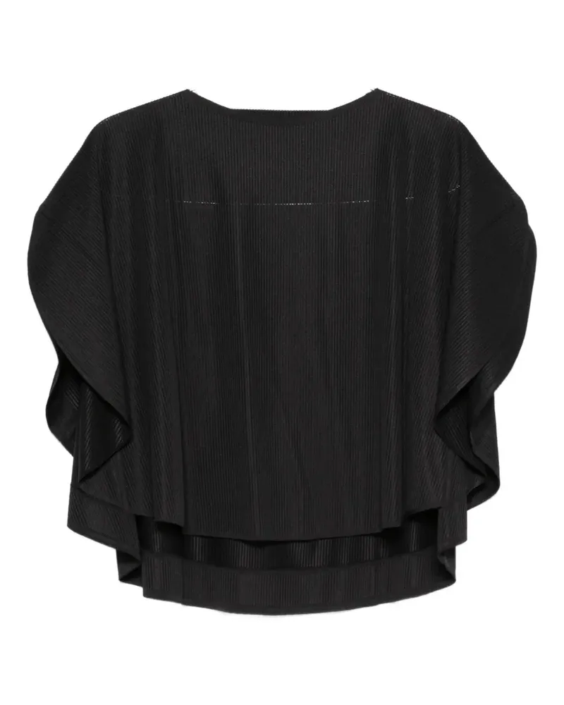 Issey Miyake pleated cape-sleeve T-shirt - Schwarz Schwarz