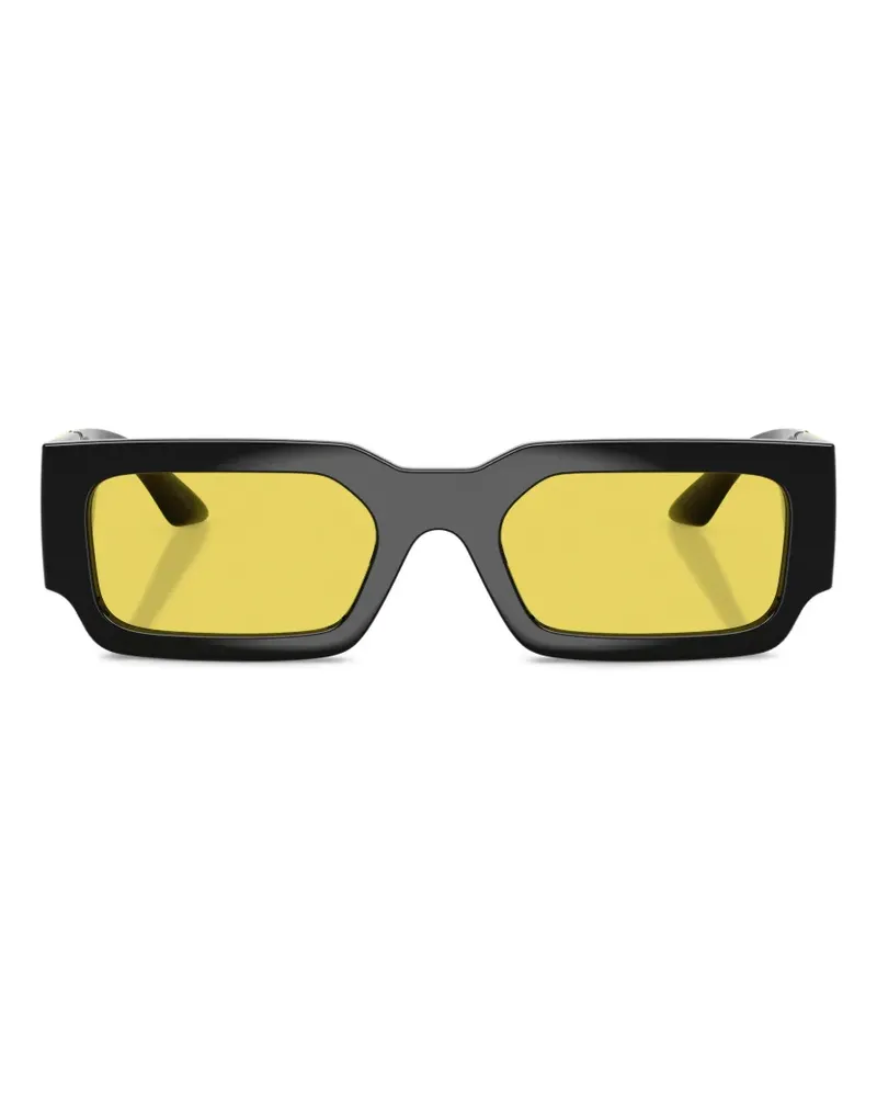 Versace Sonnenbrille mit eckigem Gestell - Schwarz Schwarz