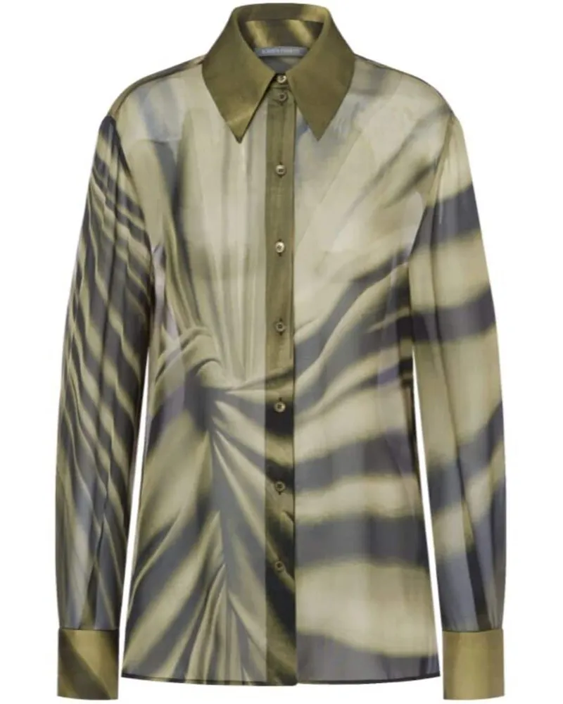 Alberta Ferretti Seidenhemd mit abstraktem Print - Grün Grün