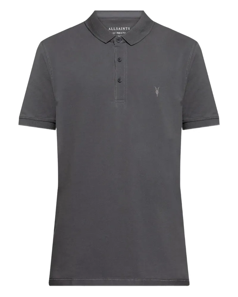AllSaints Reform Poloshirt mit Stickerei - Grau Grau