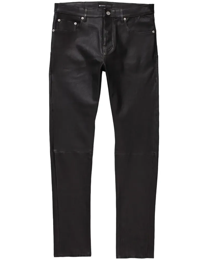 PURPLE BRAND P001 Skinny-Jeans aus Leder - Schwarz Schwarz