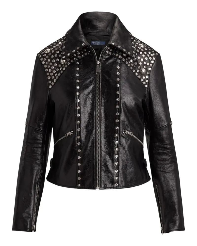 Ralph Lauren Lederjacke mit Nieten - Schwarz Schwarz