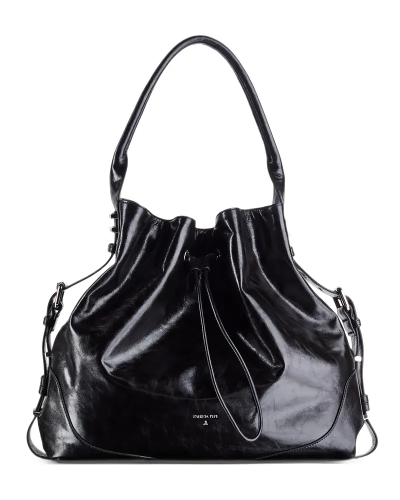 Patrizia Pepe Kordelzug-Rucksack mit Knitteroptik - Schwarz Schwarz