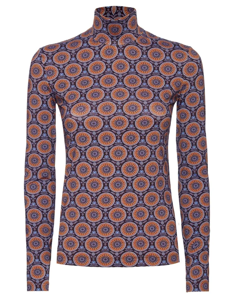 La DoubleJ Rollkragenpullover mit geometrischem Muster - Violett Violett
