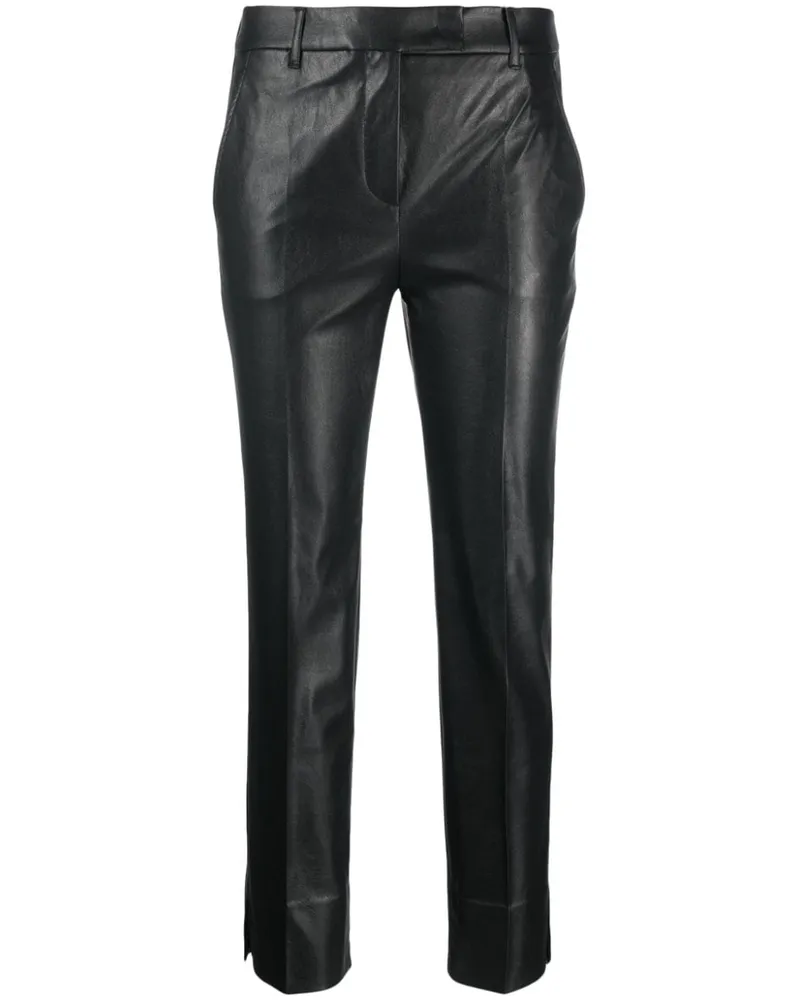 Incotex Kunstlederhose mit schmalem Schnitt - Schwarz Schwarz