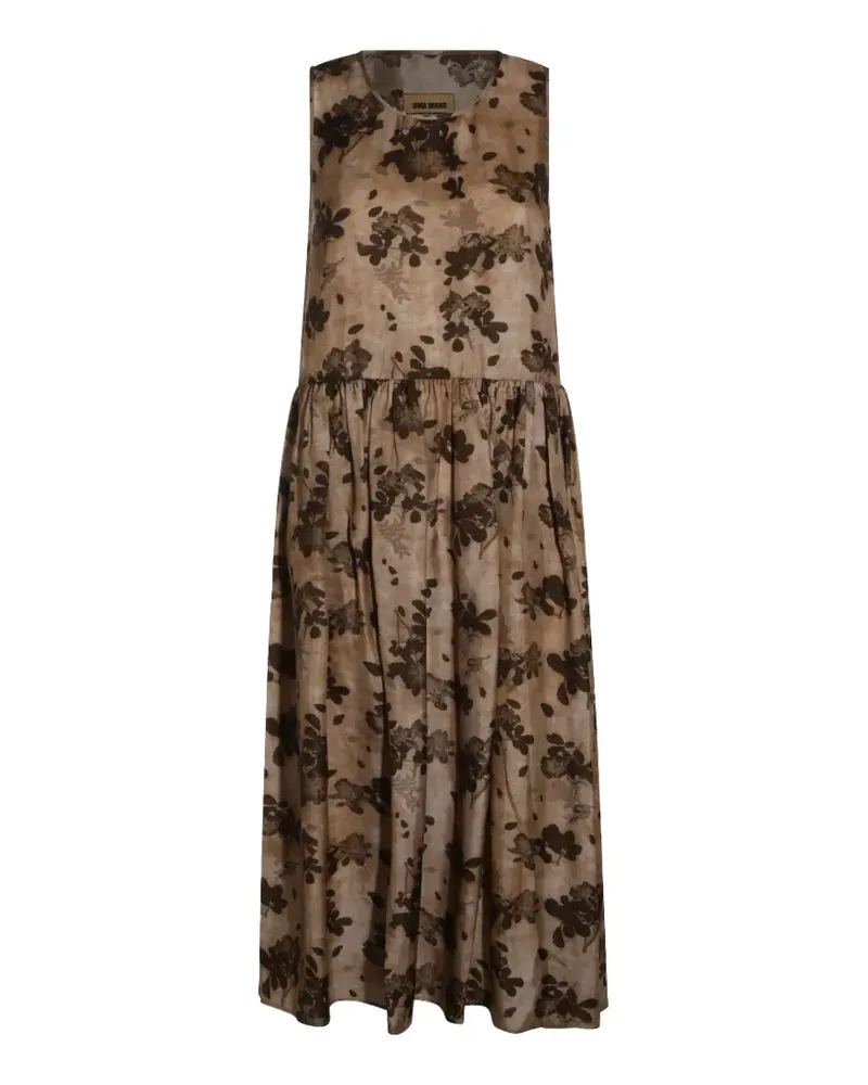 Uma Wang sleeveless floral-print midi dress - Nude Nude