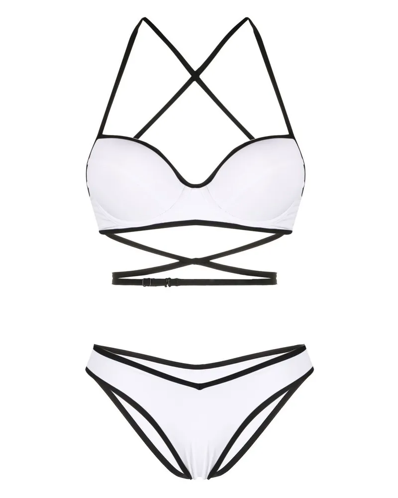 Noire Swimwear Balconette-Bikini mit überkreuzten Trägern - Weiß Weiß