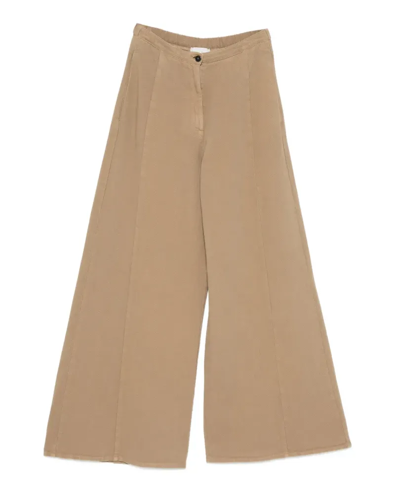 forte_forte Weite Palazzohose mit Nahtdetail - Nude Nude