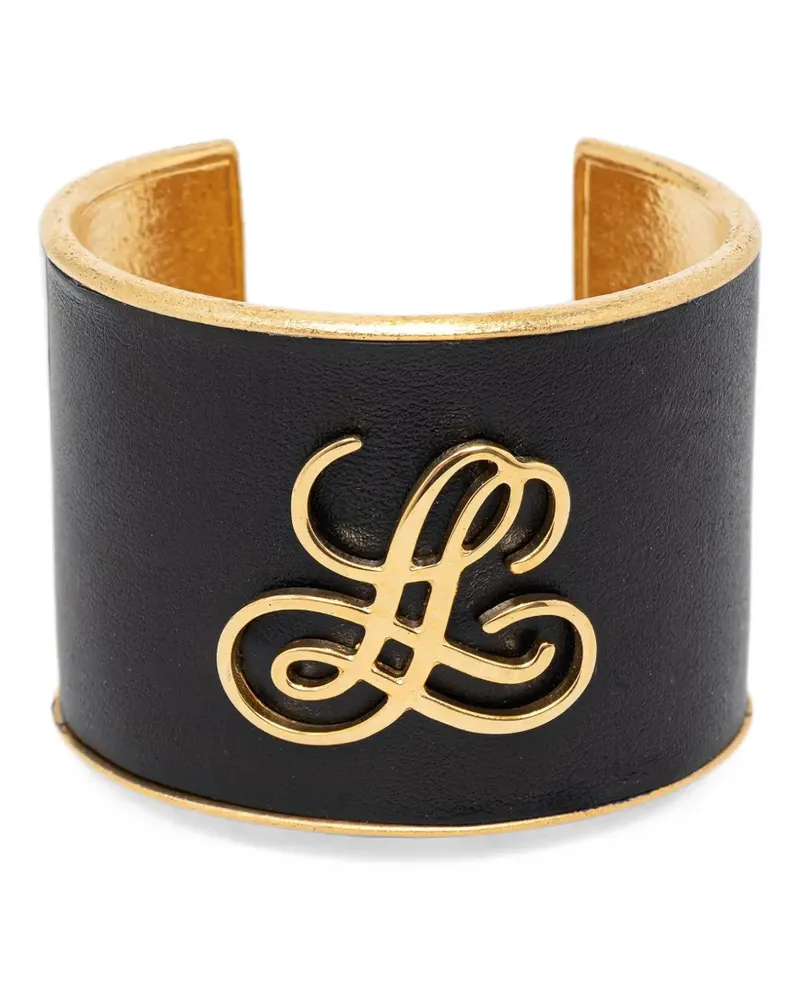 Luisa Spagnoli Necessario monogram-plaque leather cuff bracelet - Gold Gold