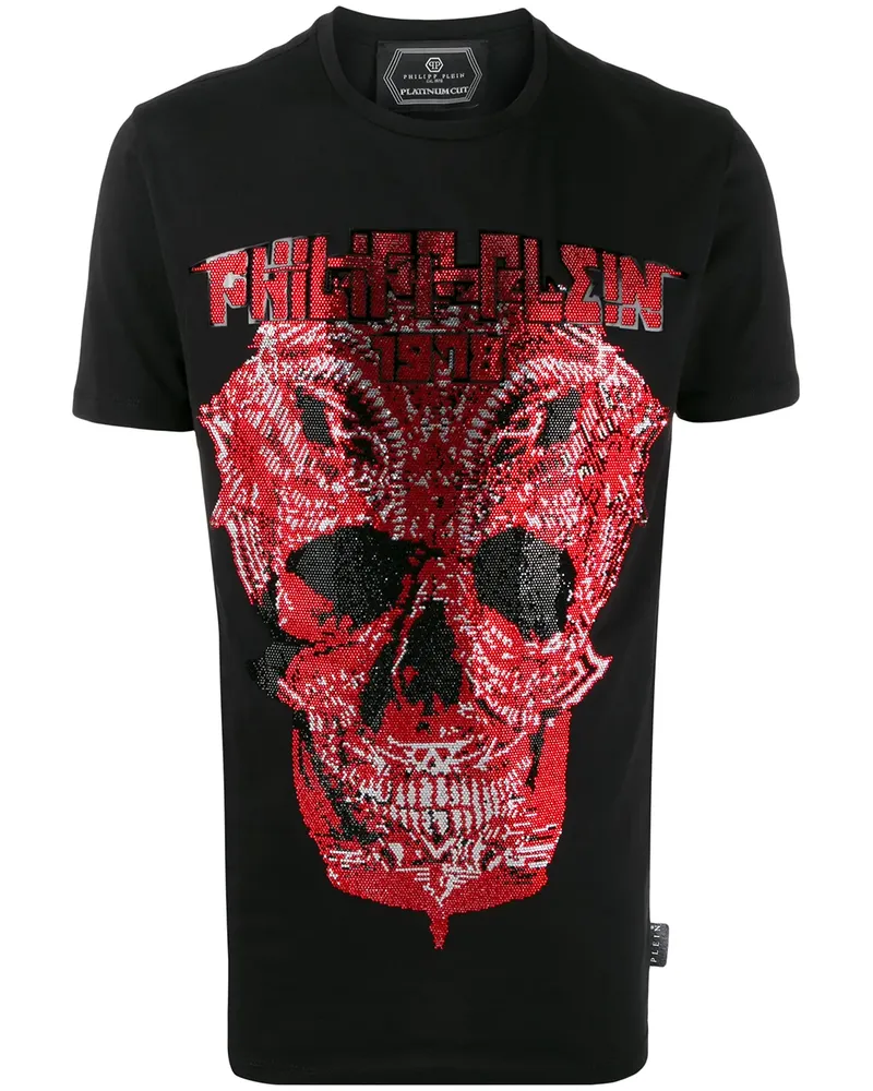 Philipp Plein T-Shirt mit verziertem Totenkopf - Schwarz Schwarz