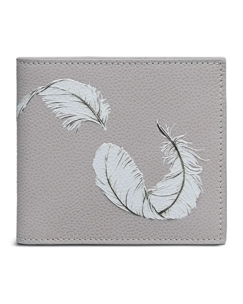 Thom Browne Kartenetui mit Feder-Print - Grau Grau