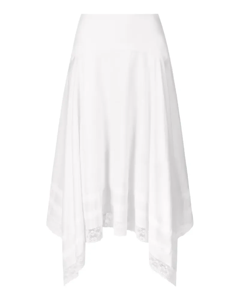 STAUD Ainsley lace-trim handkerchief-hem asymmetric skirt - Weiß Weiß