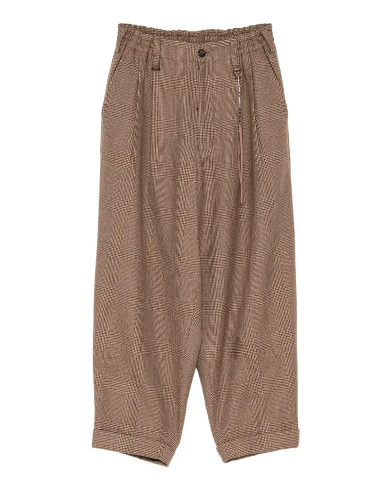 Mastermind Japan Bundfaltenhose mit Glencheck - Braun Braun