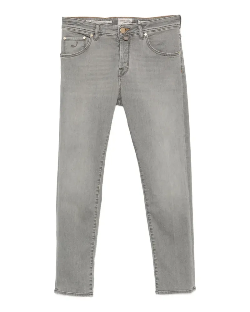 Jacob Cohën Schmale Scott Cropped-Jeans mit Logo - Grau Grau