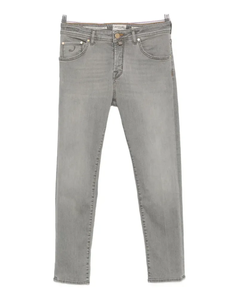 Jacob Cohën Schmale Scott Cropped-Jeans mit Logo - Grau Grau
