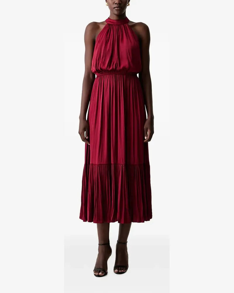 Morgan Plissiertes Neckholder-Midikleid - Rot Rot