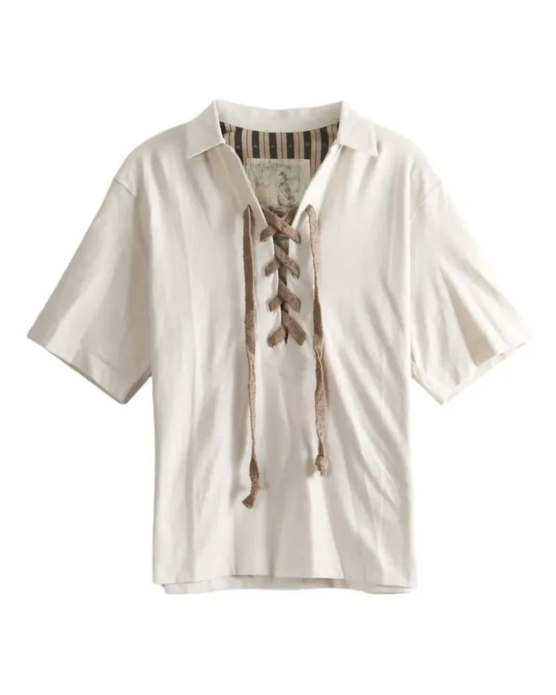 Ziggy Chen lace-up short-sleeve shirt - Nude Nude