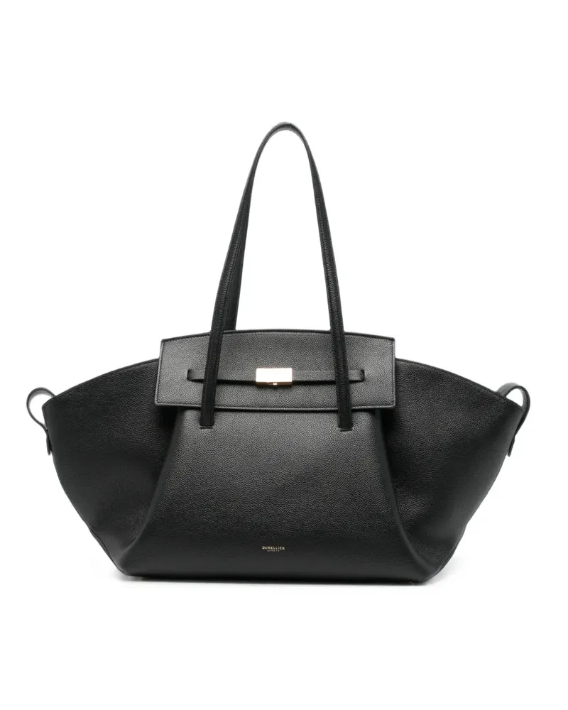 DeMELLIER Brooklyn grained leather tote bag - Schwarz Schwarz