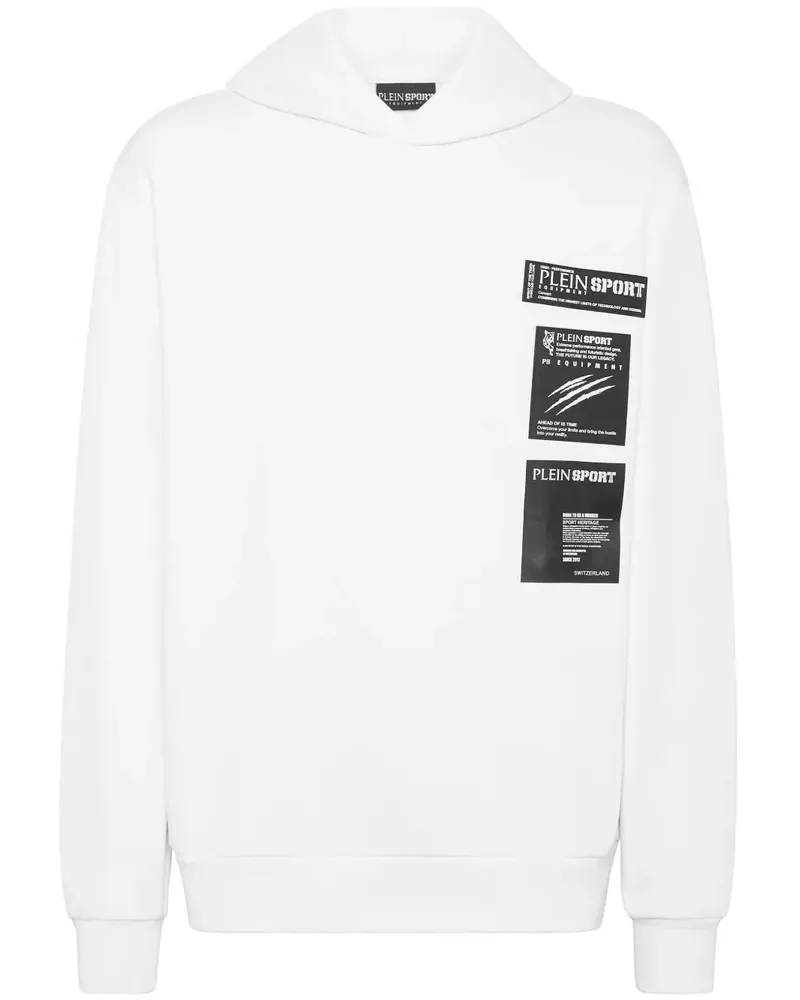 Philipp Plein Scratch Hoodie mit Logo-Patch - Weiß Weiß