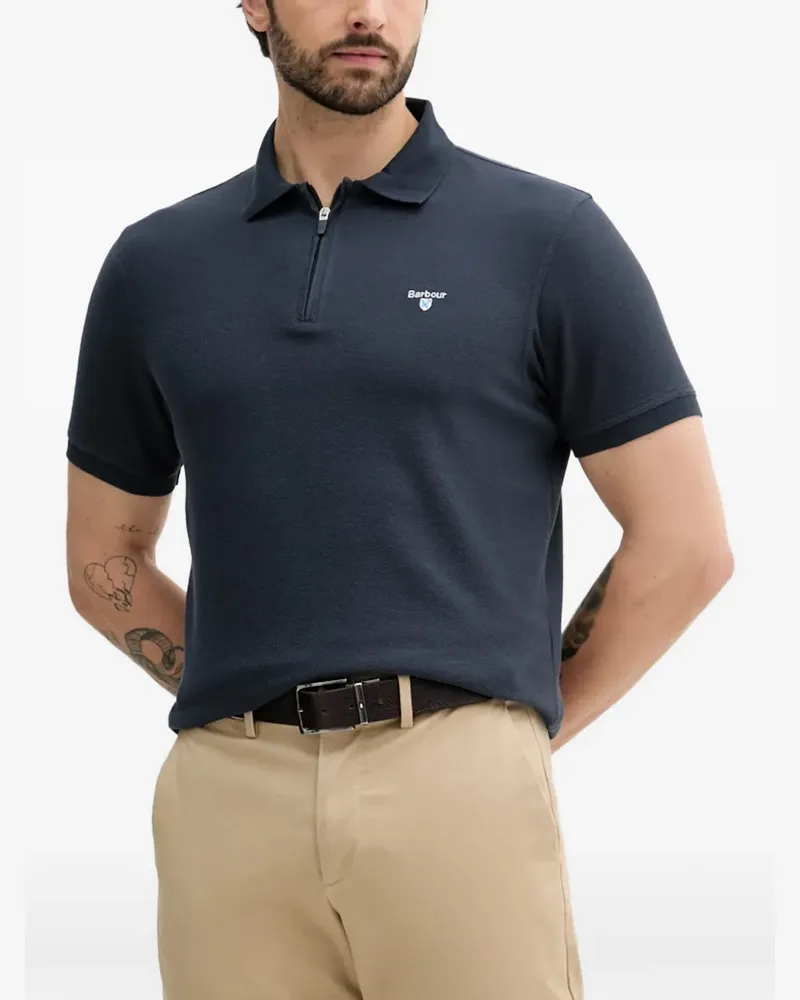 Barbour Wadworth Poloshirt mit kurzem Reißverschluss - Blau Blau