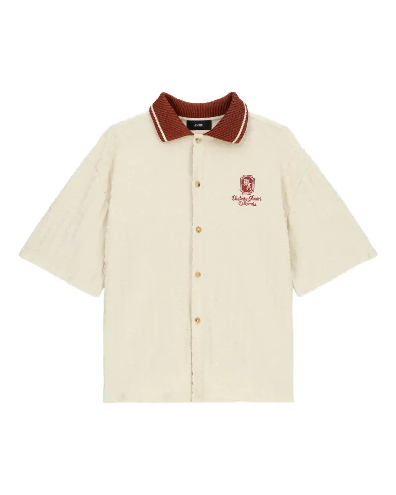 Amiri Ma Chateau ribbed collar logo shirt - Nude Nude