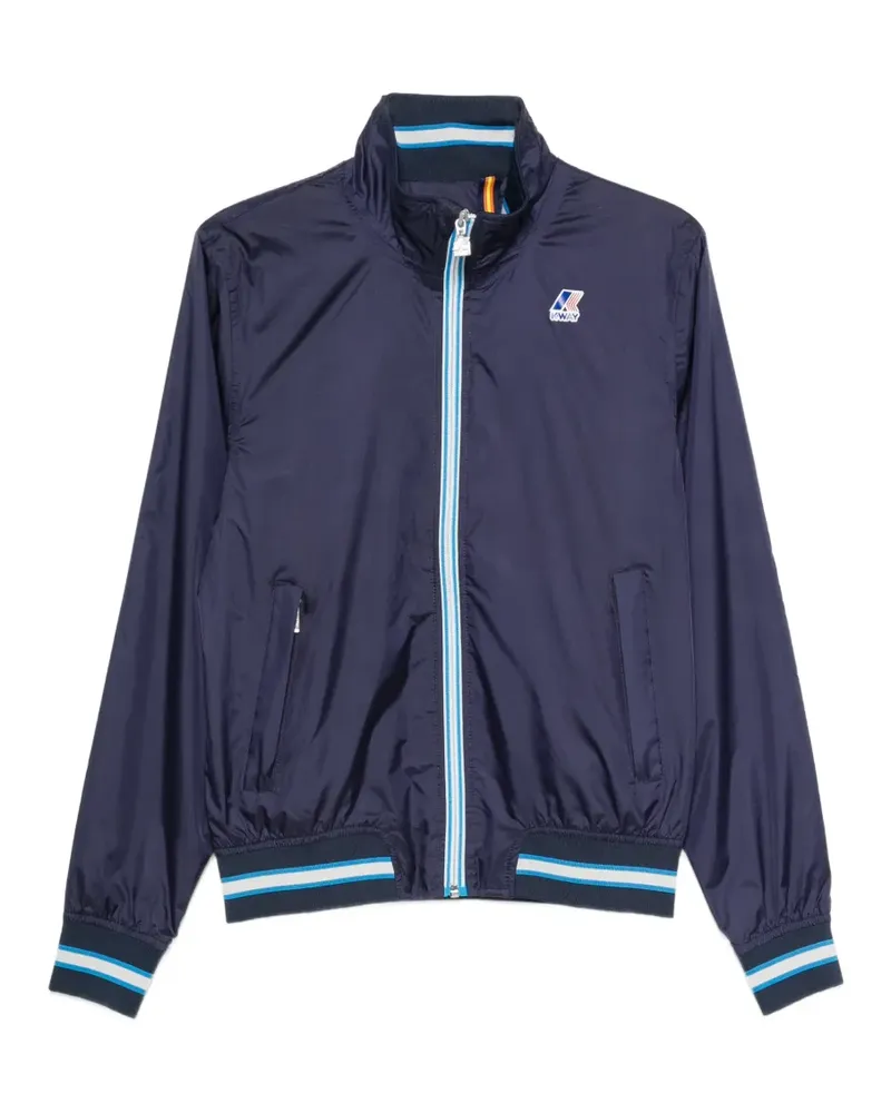 K-Way logo-patch striped-trim jacket - Blau Blau