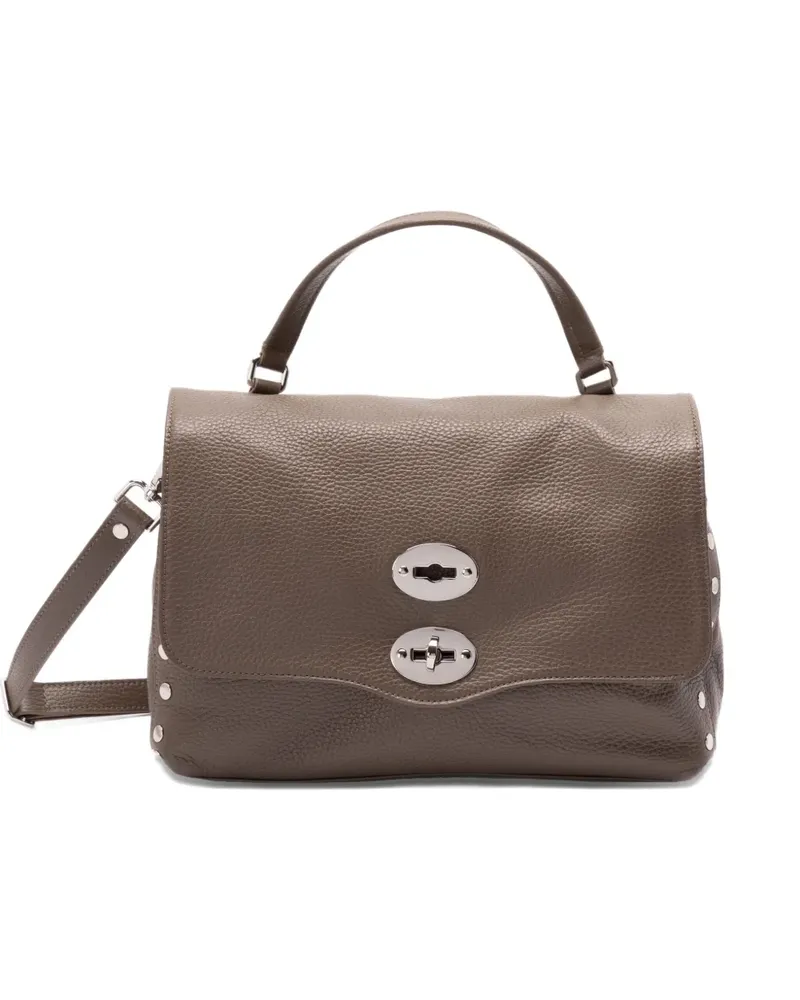 Zanellato small Postina studded turn-lock leather tote bag - Grau Grau