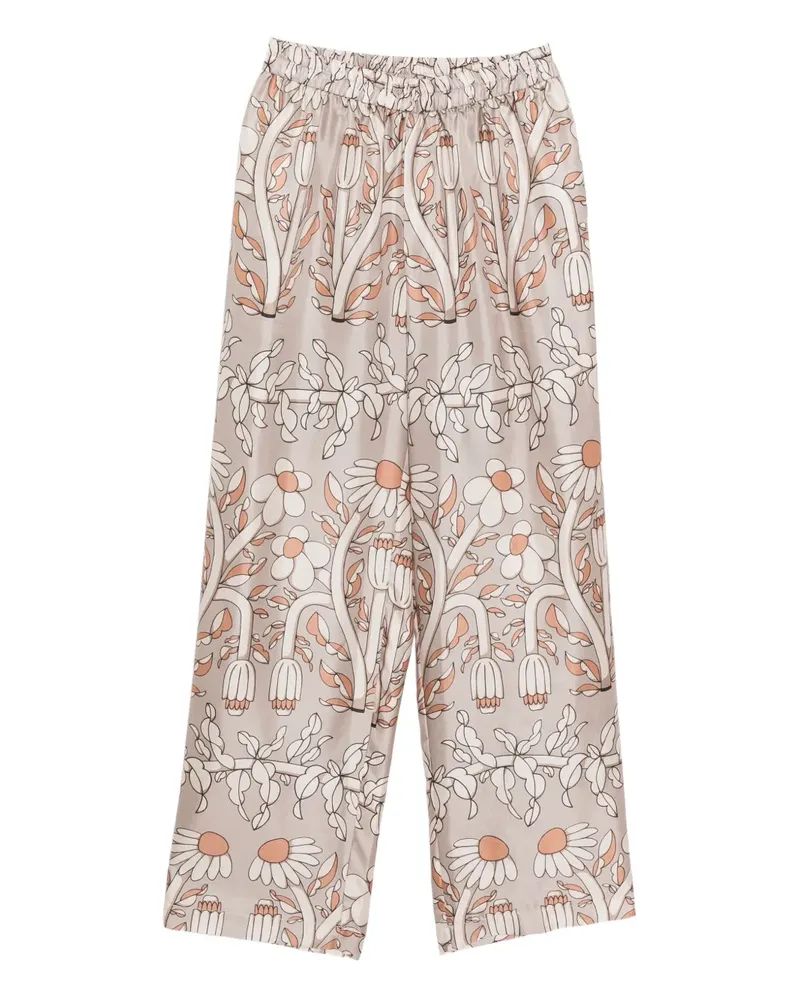 Biyan Seidenhose mit Blumen-Print - Nude Nude
