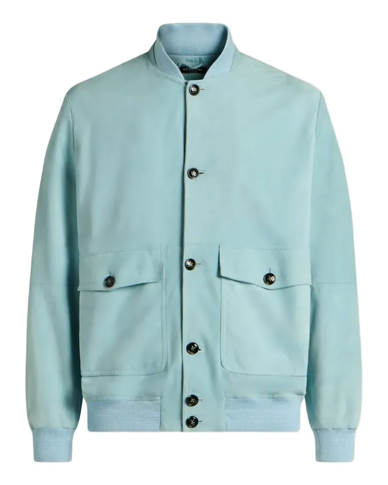 Kiton Wildlederjacke mit Knöpfen - Blau Blau